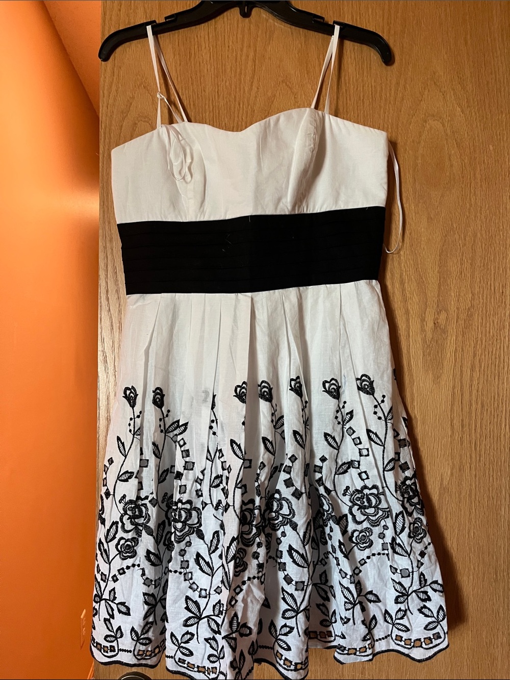 B Darlin White & Black Floral Embroidered Mini Dress